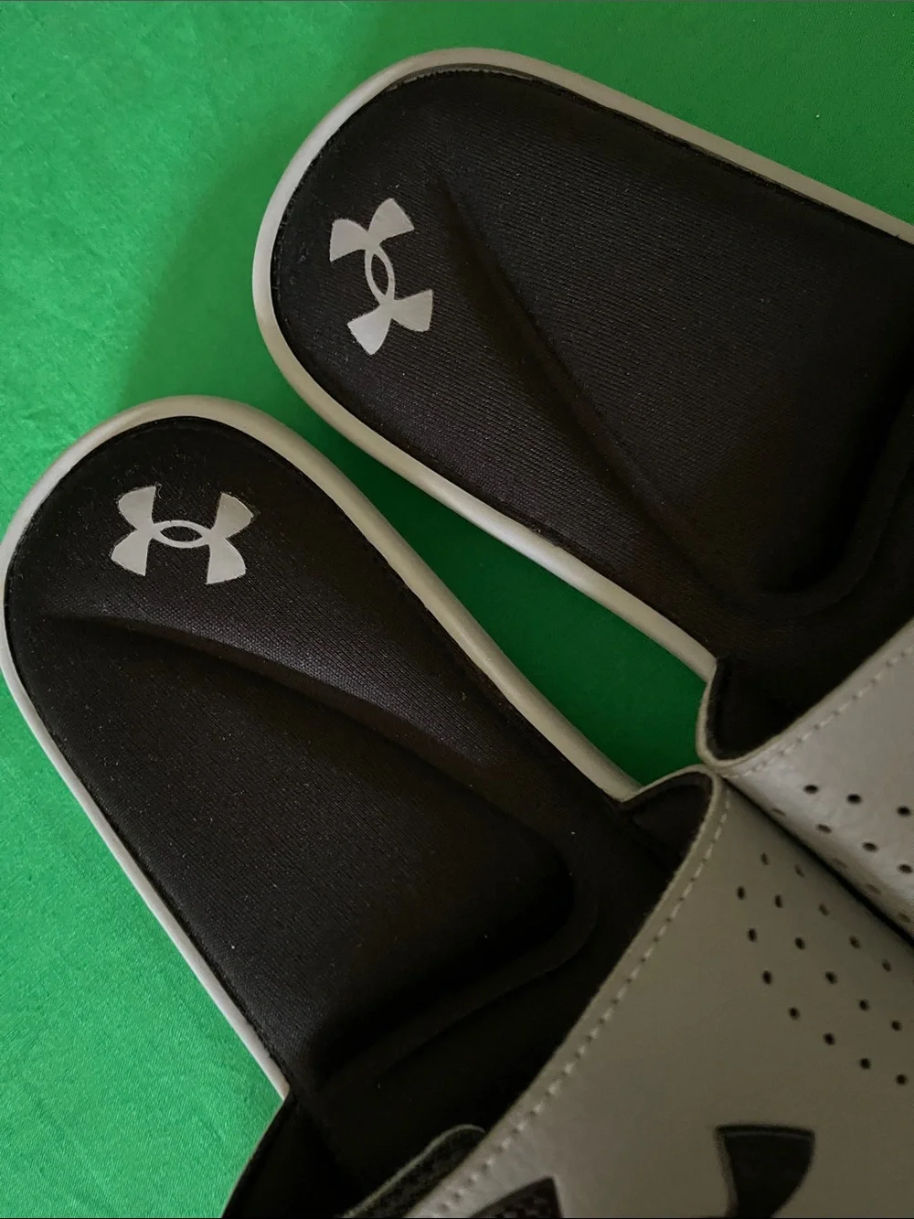 Under Armour Kids Black and Gray Slide Sandals with Logo